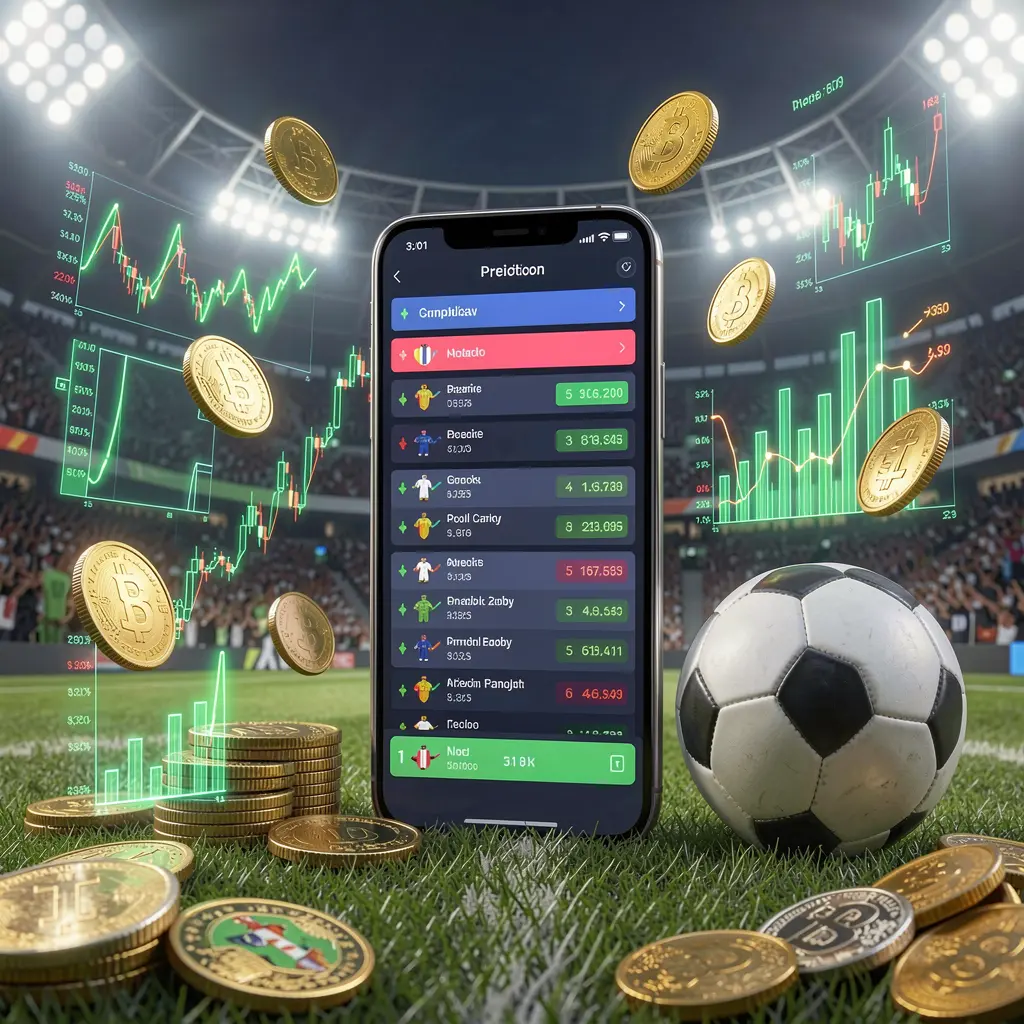 Adegan taruhan prediksi sepak bola OYO 777 yang menampilkan ponsel pintar dengan antarmuka statistik pertandingan, bola sepak, koin, dan grafik data bercahaya yang melayang di sekeliling dalam latar belakang stadion modern Adegan taruhan prediksi sepak bola OYO 777 yang menampilkan ponsel pintar dengan antarmuka statistik pertandingan, bola sepak, koin, dan grafik data bercahaya yang melayang di sekeliling dalam latar belakang stadion modern